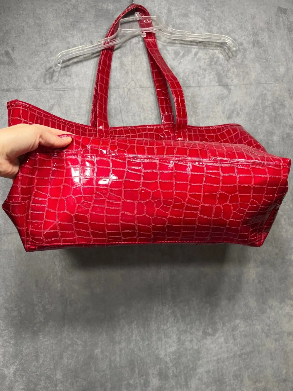 Disney Parks Red Croc Embossed Mickey Bow Tote Bag Disneyland WDW